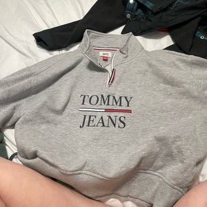 Crop sweater over head